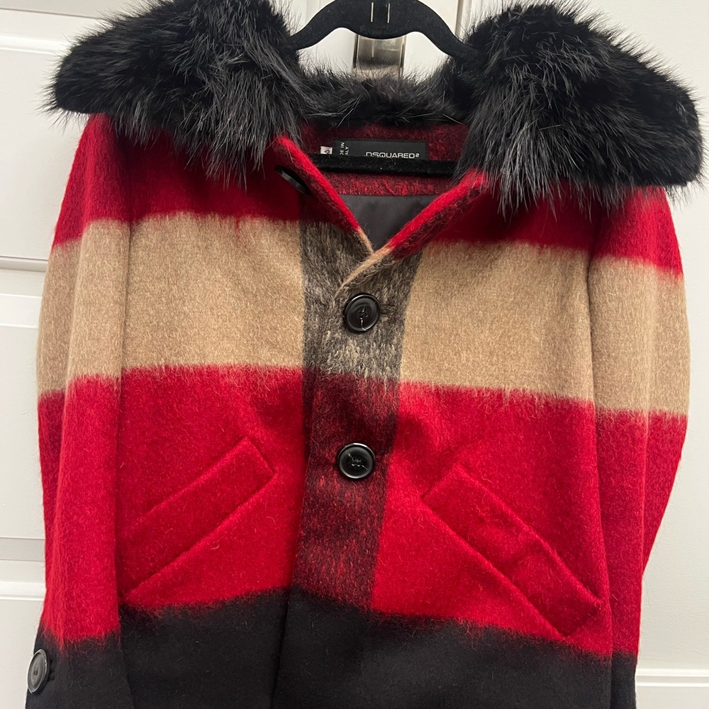 DSQUARED COMBINATION WOOL JACKET- luxury brand in pristine condition (real fur)